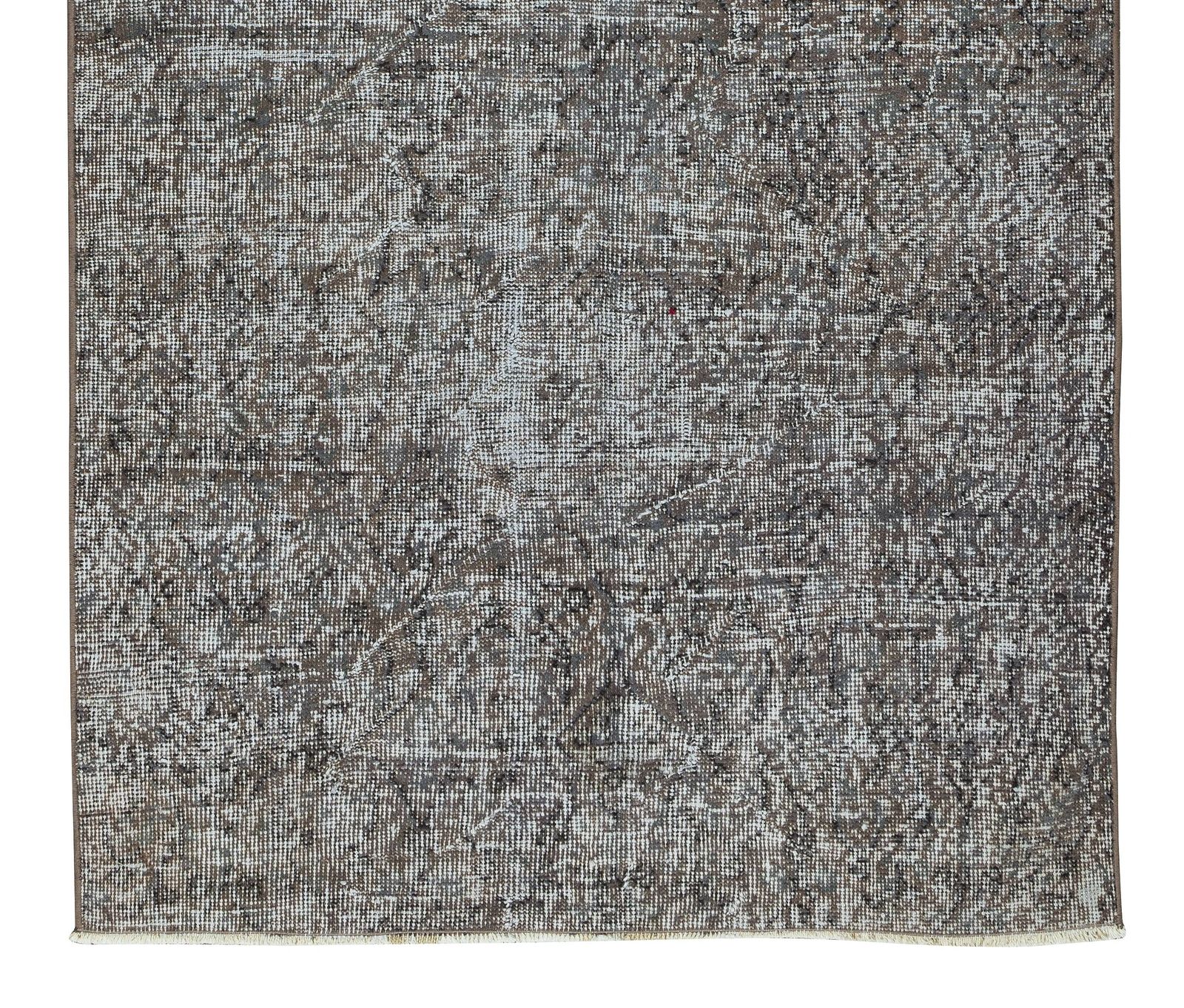 3.7x6.5 Ft Mid Century Handmade Turkish Rug Over Dyed In Gray 4 Modern Interiors photo 204.0