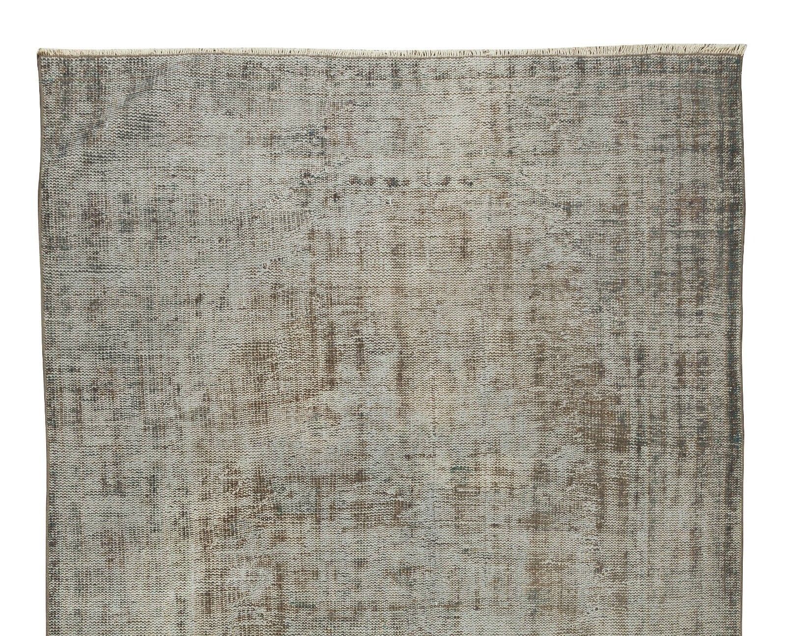 5.6x8.9 Ft Vintage Distressed Handmade Turkish Area Rug Over Dyed In Gray photo Textiles