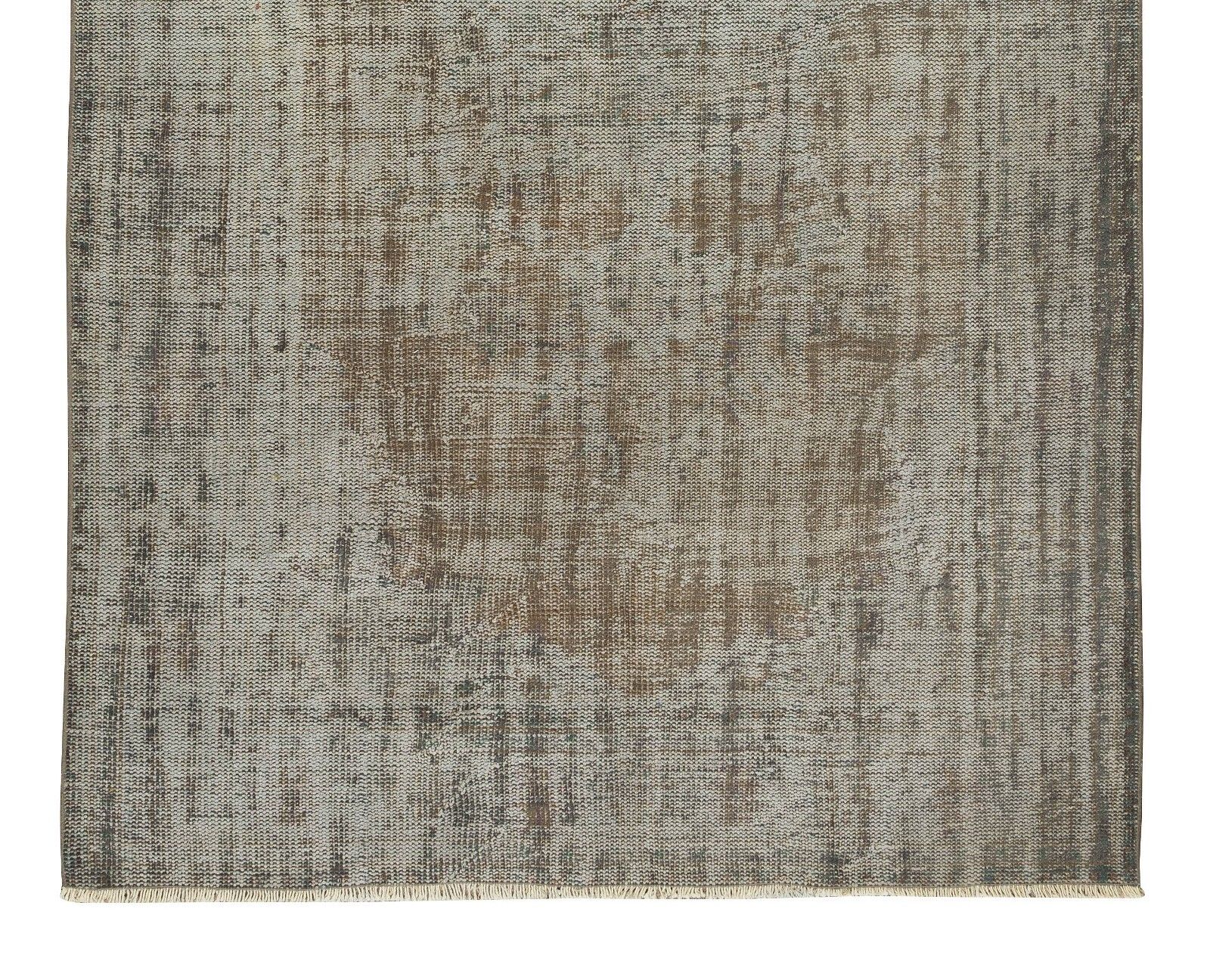 5.6x8.9 Ft Vintage Distressed Handmade Turkish Area Rug Over Dyed In Gray photo 338.0