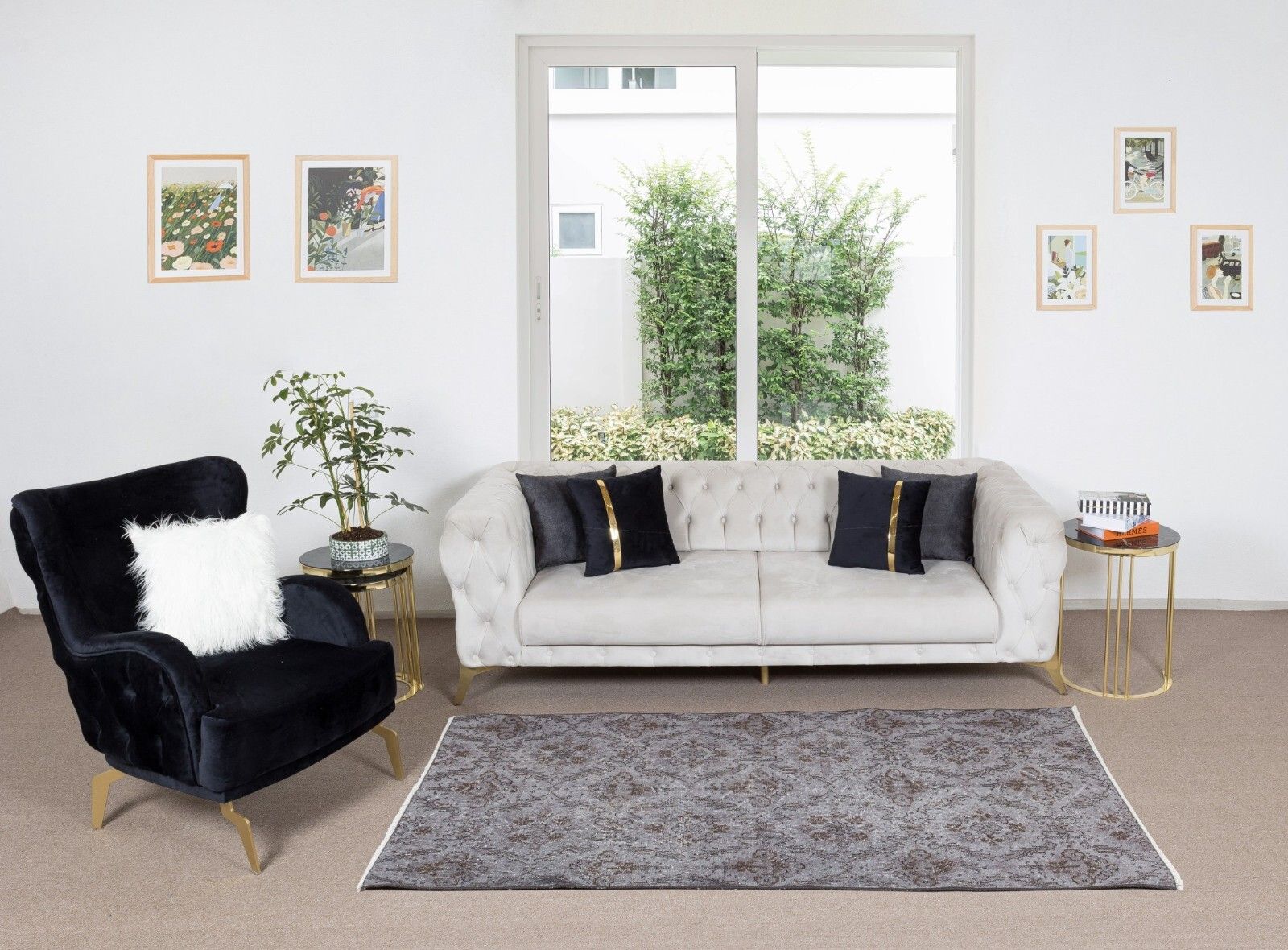 3.8x6.7 Ft Mid Century Handmade Turkish Rug Over Dyed In Gray 4 Modern Interiors photo furniture