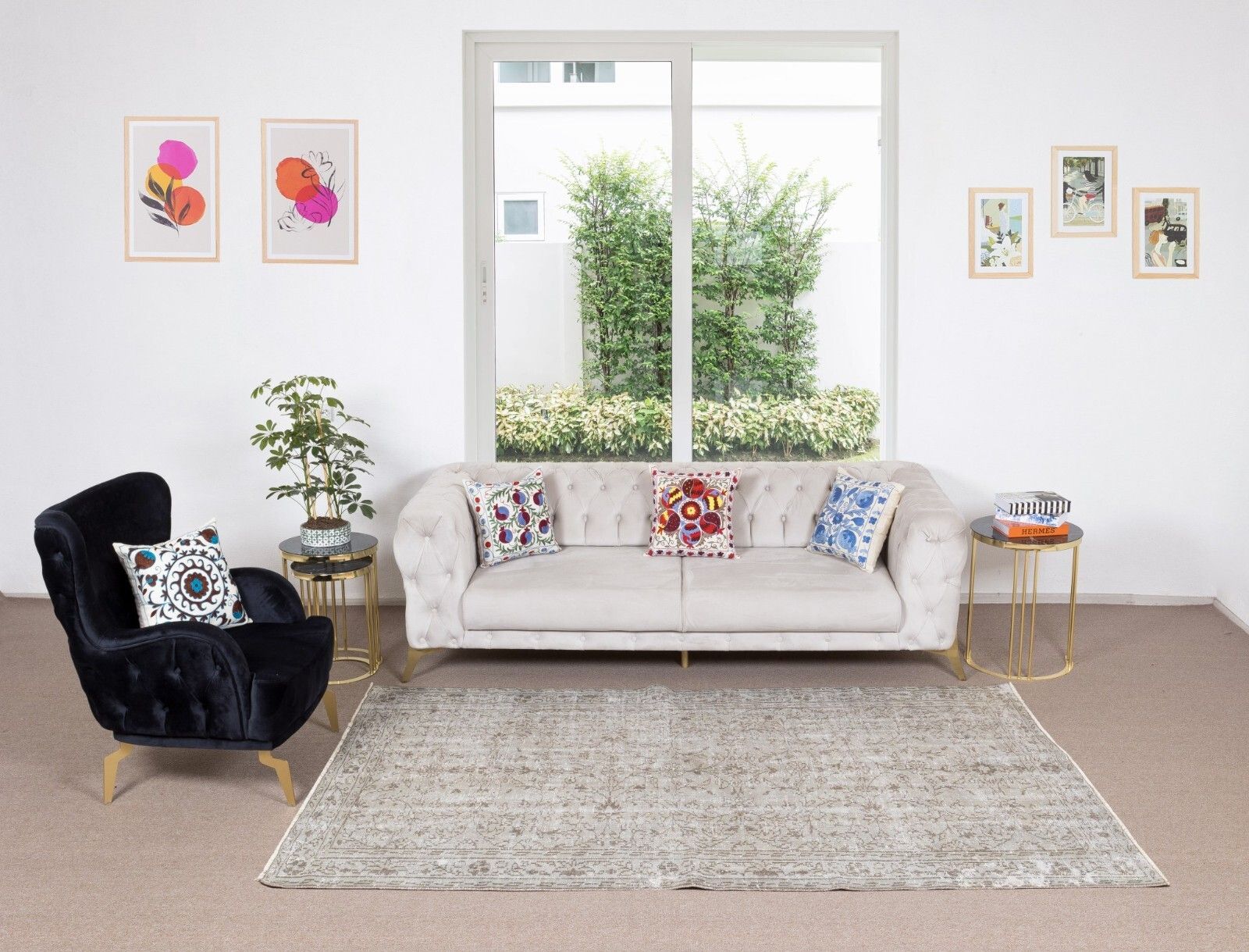 5.2x8.3 Ft Mid Century Handmade Turkish Rug Over Dyed In Gray 4 Modern Interiors photo furniture
