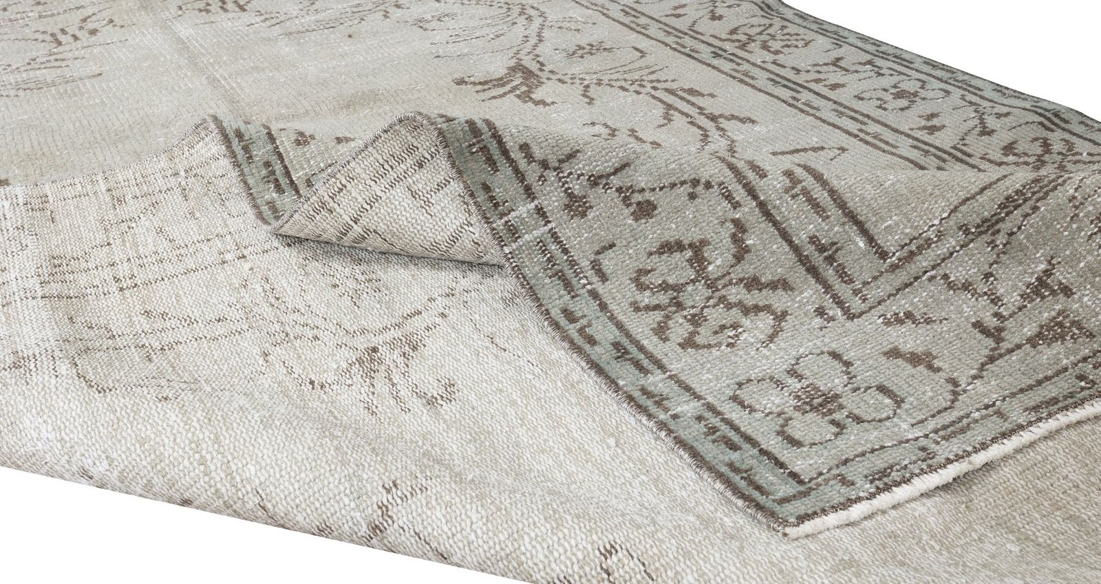 5x8 Ft Mid Century Handmade Turkish Area Rug Overdyed In Gray 4 Modern Interiors photo for sale