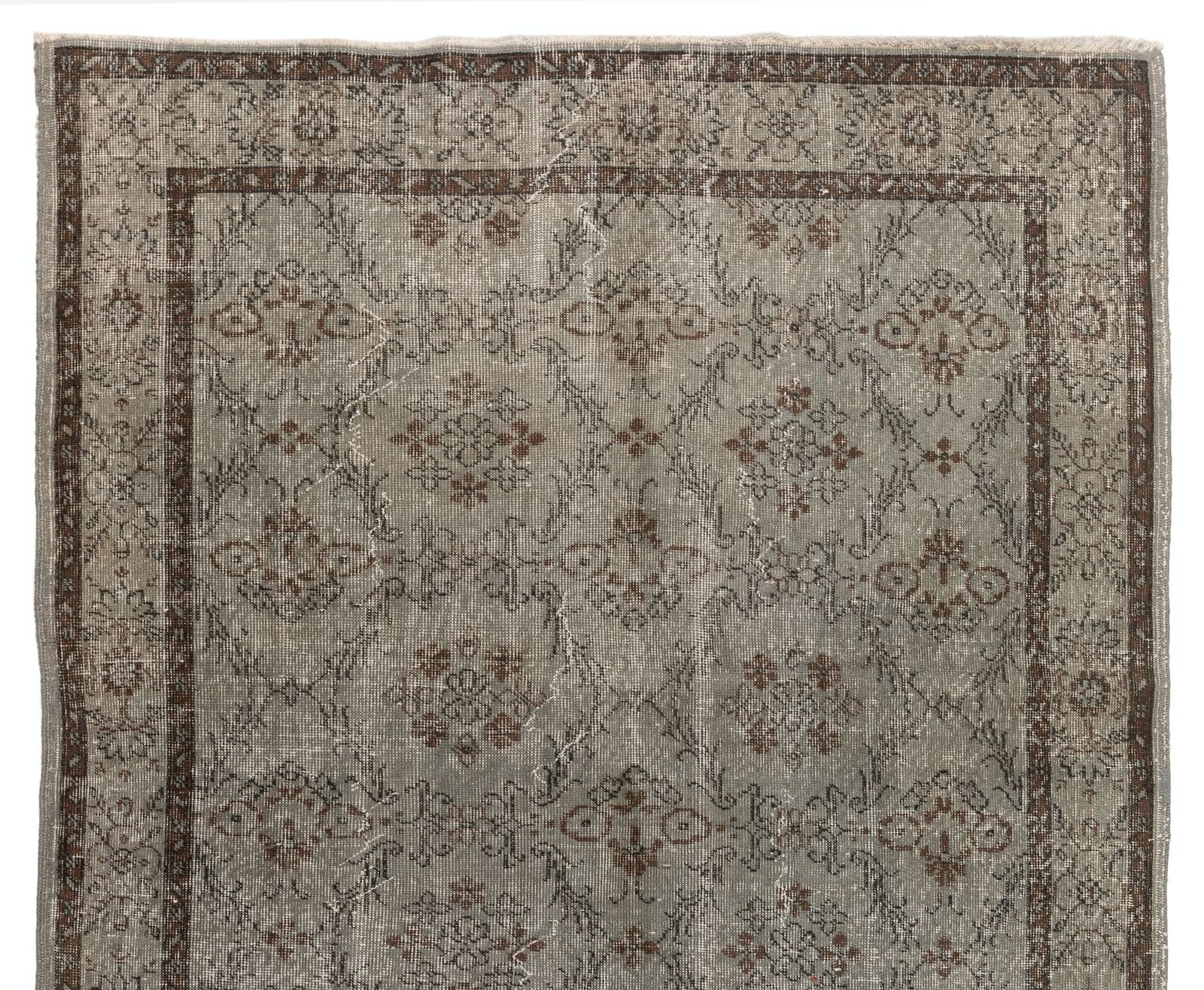 5.7x9.4 Ft Mid Century Area Rug Overdyed In Gray, Handknotted In Turkey photo Textiles