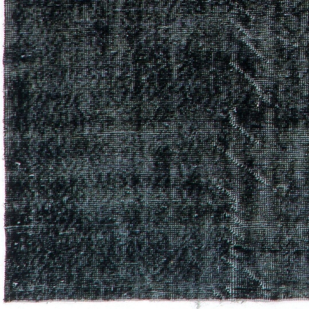 3.7x6.6 Ft Modern Accent Rug Overdyed In Solid Black, Handknotted In Turkey photo 207.0