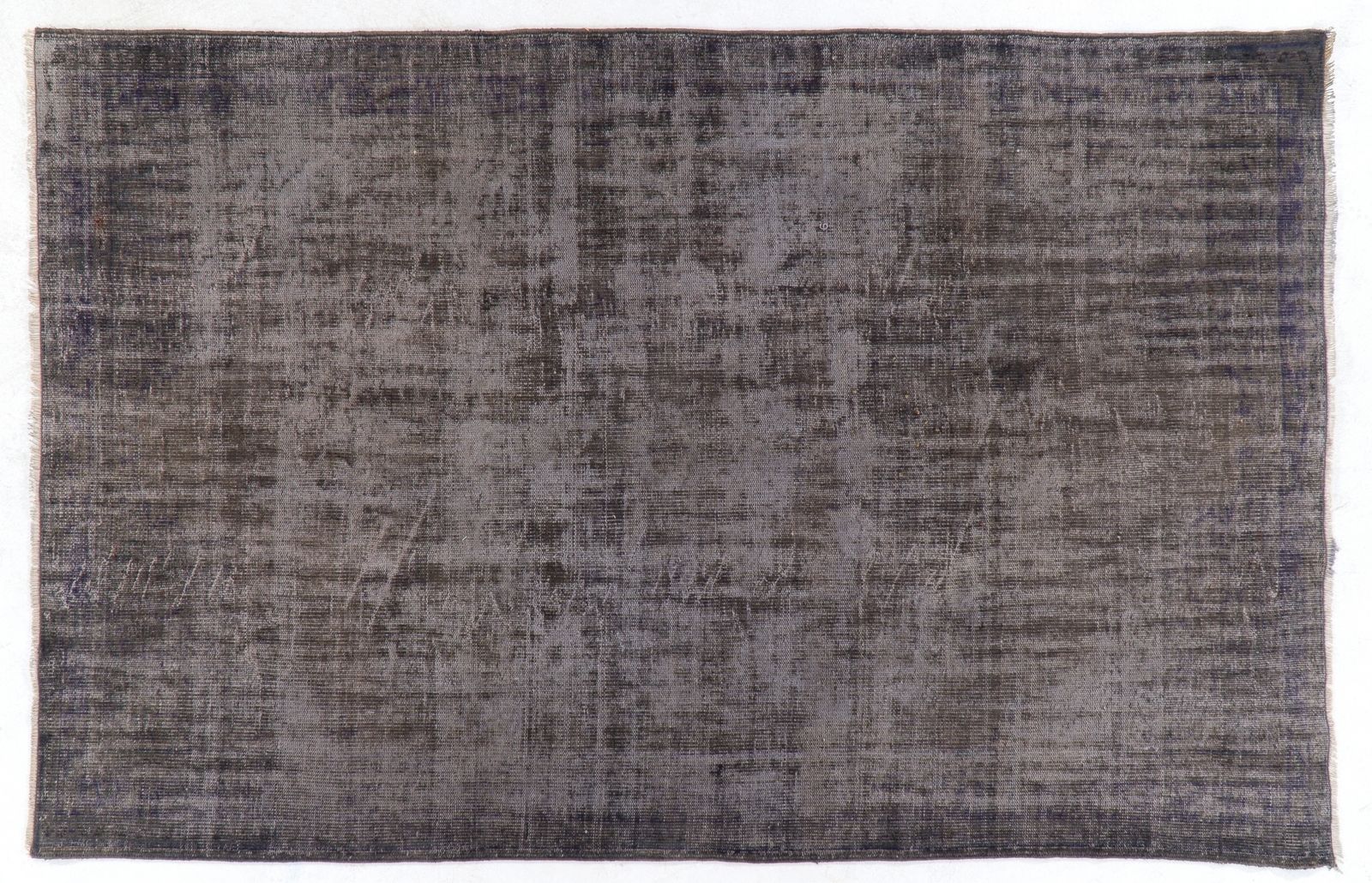 6.2x9.6 Ft Distressed Vintage Rug Overdyed In Gray, Handknotted In Turkey photo furniture