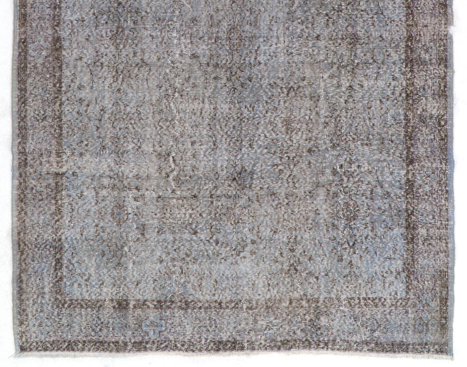 6x10 Ft Hand Knotted Vintage Anatolian Rug Overdyed In Gray For Living Room photo for sale