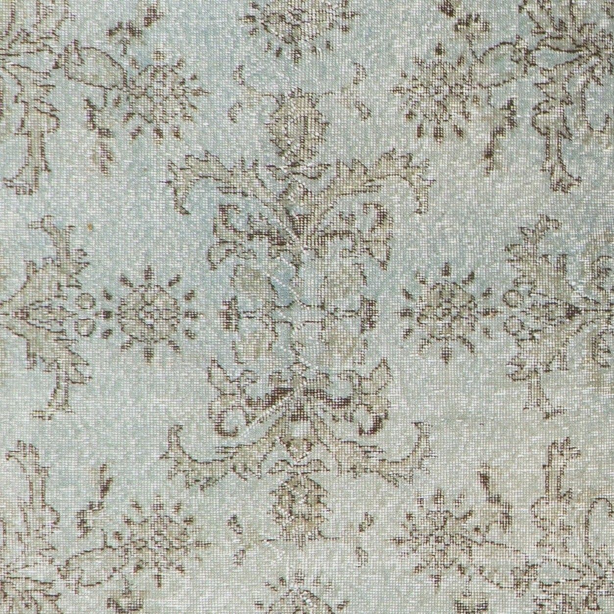 3.7x7 Ft Modern Handmade Turkish Wool Area Rug In Gray & Light Blue photo 252.0