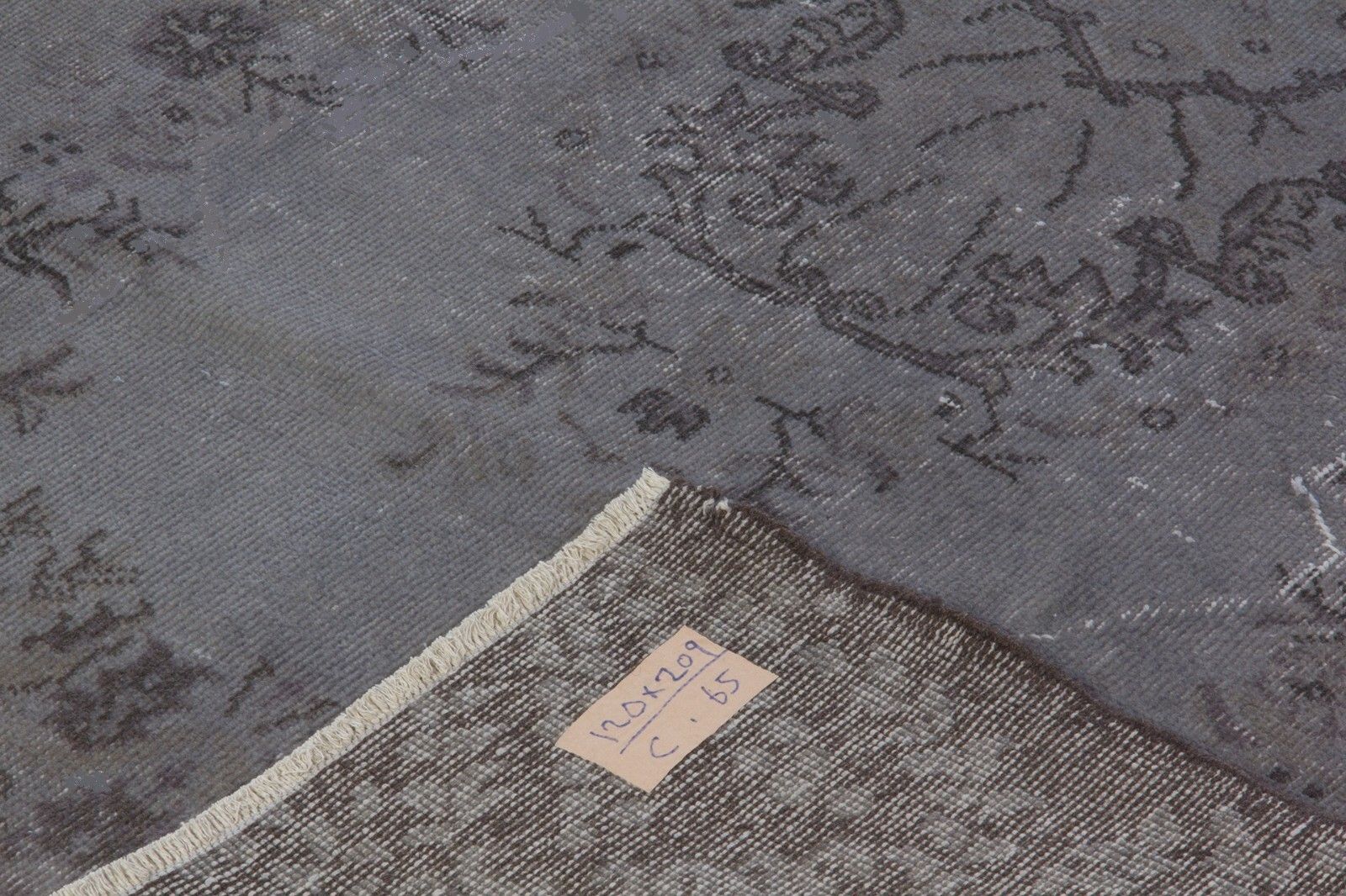 4x7 Ft Vintage Accent Rug Overdyed In Gray, Handmade In Turkey photo for sale