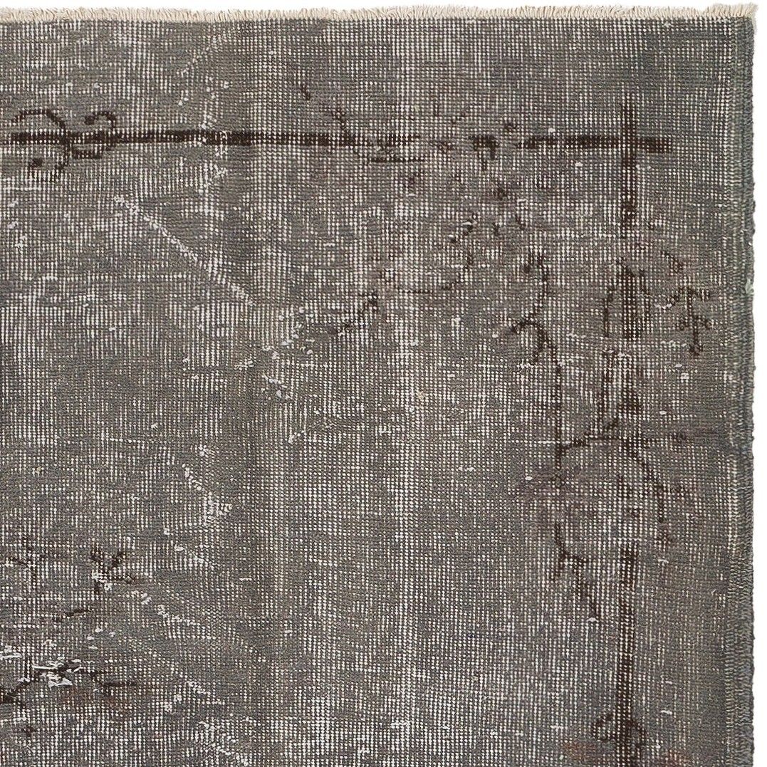 3.3x6.2 Ft Upcycled Modern Accent Rug Overdyed In Gray, Handmade In Turkey photo for sale