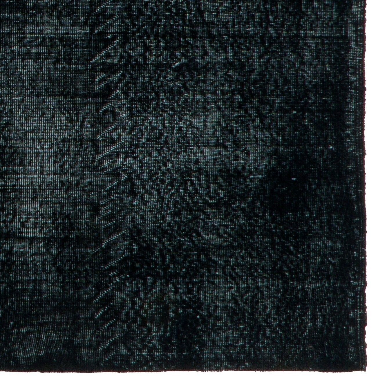 4x6.7 Ft Contemporary Black Accent Rug, Upcycled Woolen Handmade Turkish Carpet photo 227.0