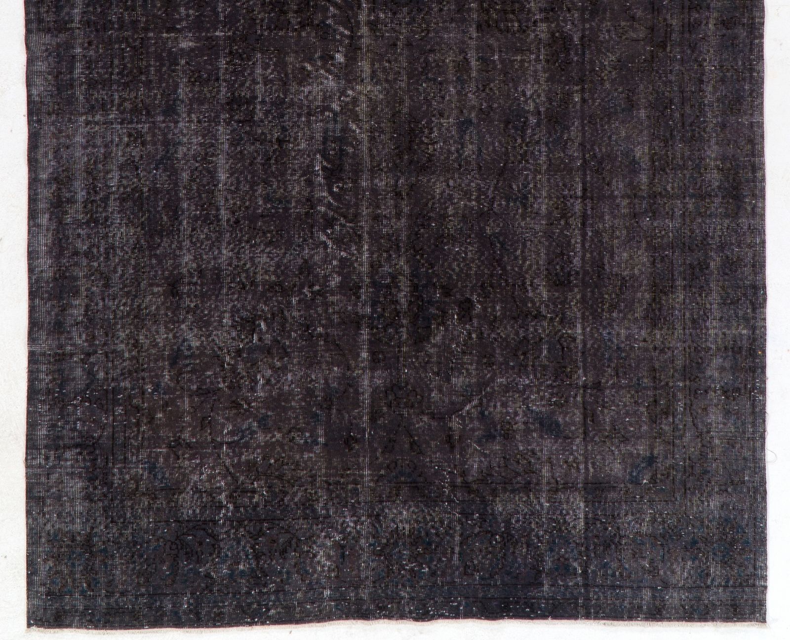 6.5x10.6 Ft Midcentury Area Rug Overdyed In Charcoal Gray, Handknotted In Turkey photo for sale