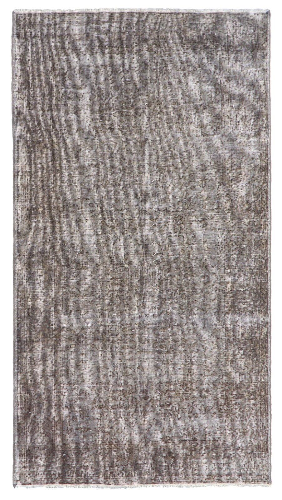 4x7 Ft Handmade Vintage Turkish Area Rug Overdyed In Gray For Modern Interiors