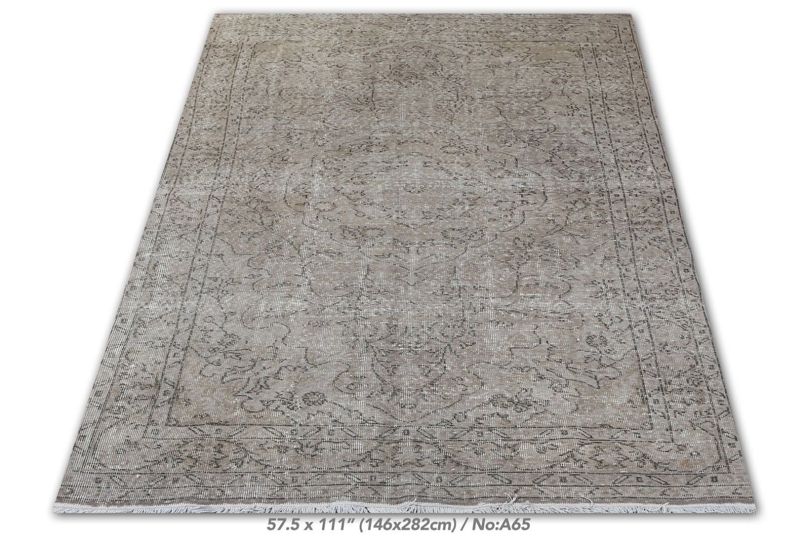 4.8x9.3 Ft Vintage Garden Design Rug Overdyed In Gray, Handknotted In Turkey photo 379.0