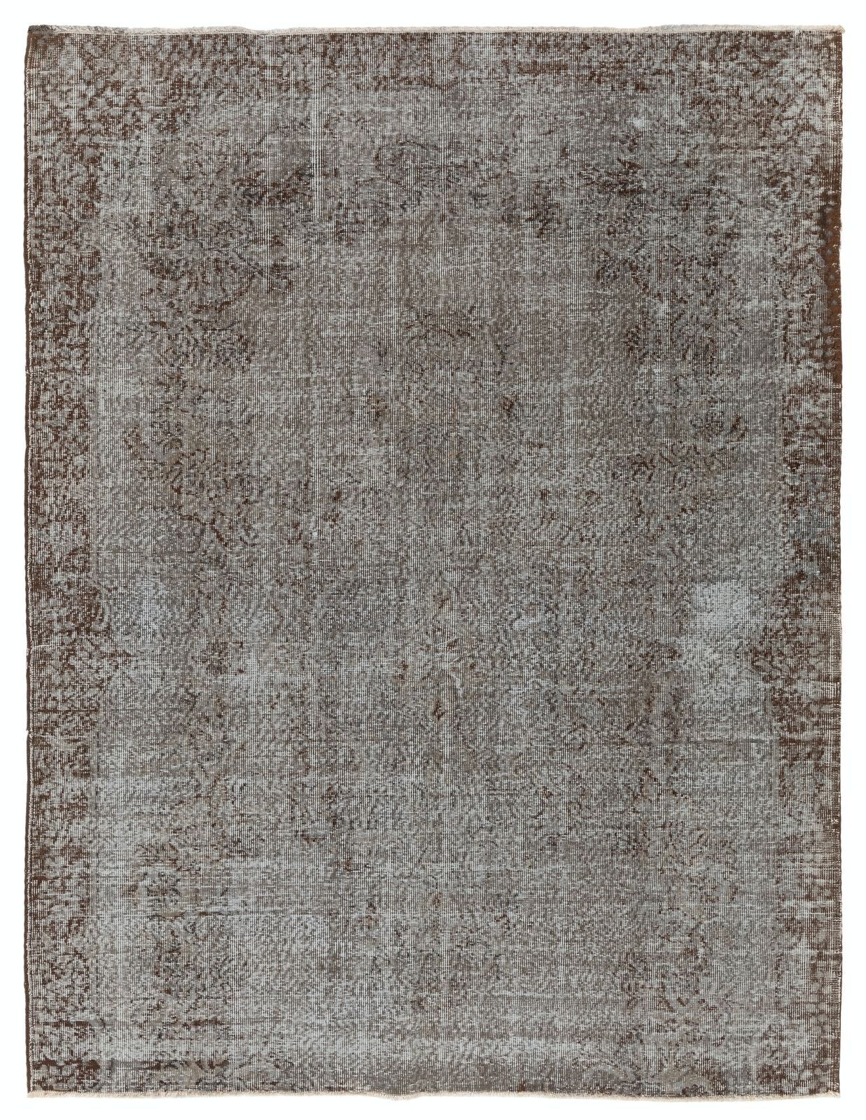 6.3x8.2 Ft Mid Century Area Rug Overdyed In Gray, Handknotted In Turkey