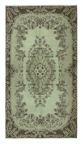 3.8x6.8 Ft Modern Handmade Turkish Rug In Green. Medallion Design Accent Rug