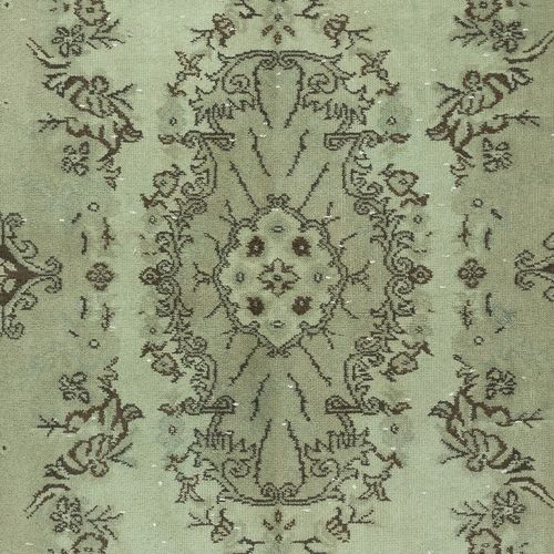 3.8x6.8 Ft Modern Handmade Turkish Rug In Green. Medallion Design Accent Rug photo 217.0