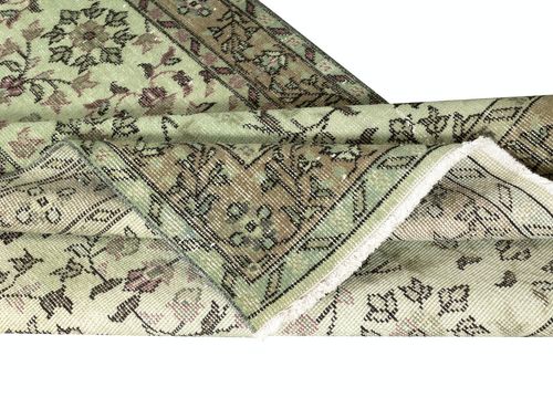 3.8x7 Ft Contemporary Handmade Green Color Turkish Accent Rug With Floral Design photo for sale