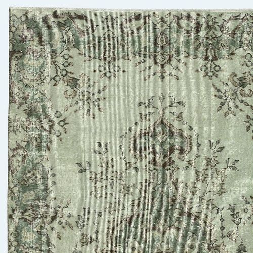 3.6x6.8 Ft Contemporary Handmade Turkish Accent Rug In Light Green Color photo Textiles