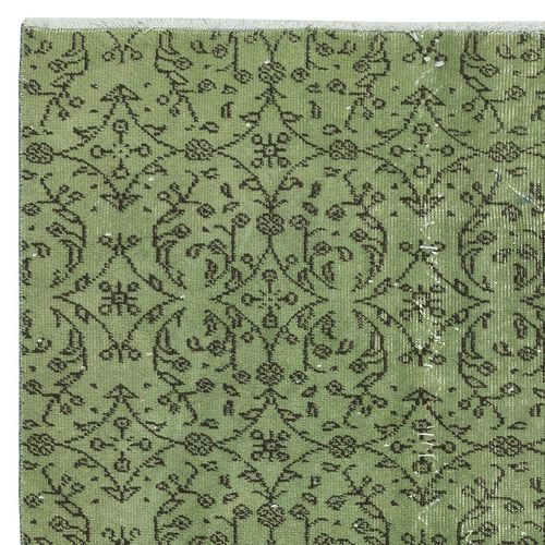 3.7x6.7 Ft Green Color Modern Accent Rug With Floral Design, Handmade In Turkey photo Textiles