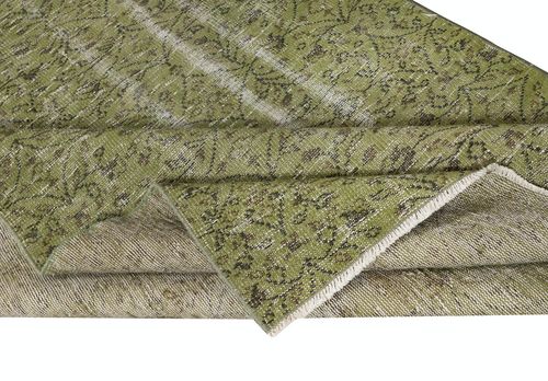 4.6x8.2 Ft Hand Made Floral Patterned Rug From Turkey. Green Color Area Rug photo for sale