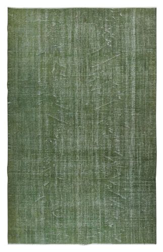 6x9.6 Ft Contemporary Area Rug In Green. Hand Knotted In Turkey