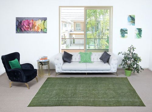 6x9.6 Ft Contemporary Area Rug In Green. Hand Knotted In Turkey photo furniture