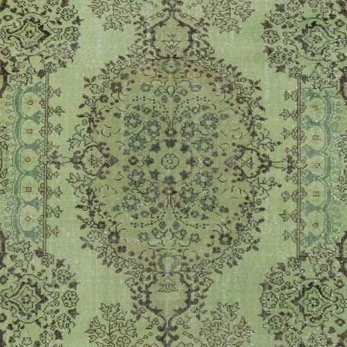 6x10 Ft Handmade Turkish Wool Area Rug In Green, Modern Living Room Rug photo 750.0