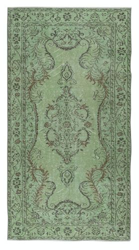 5x9.3 Ft Contemporary Handmade Turkish Wool Area Rug In Green