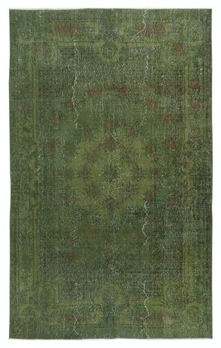 5.3x8.7 Ft Room Size Hand Knotted Turkish Wool Area Rug Over Dyed In Green
