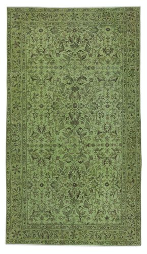 5.2x9.3 Ft Modern Hand Knotted Turkish Floral Patterned Rug In Green Color