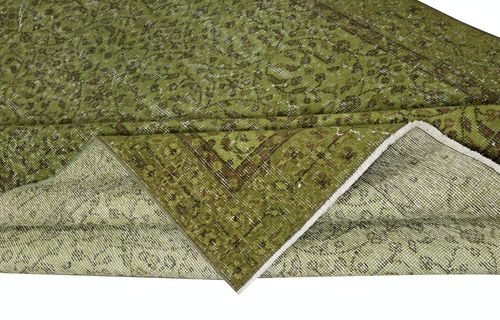 5.2x8.7 Ft Modern Handmade Floral Patterned Turkish Wool Area Rug In Green Color photo for sale