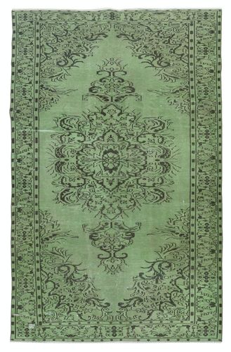 6x9.7 Ft Contemporary Handmade Turkish Wool Area Rug In Green