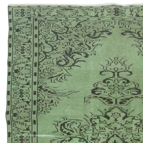 6x9.7 Ft Contemporary Handmade Turkish Wool Area Rug In Green photo Textiles