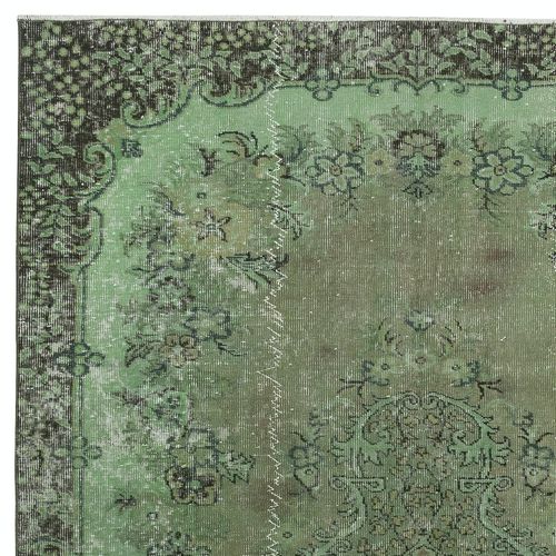 5.7x9 Ft Green Color Modern Handmade Turkish Area Rug With Medallion Design photo Textiles