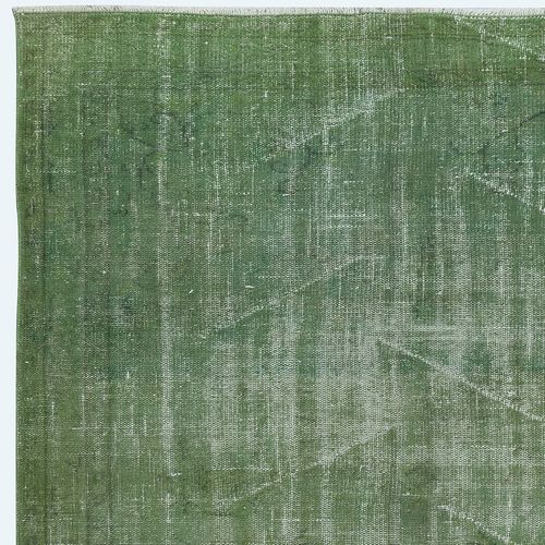 5x7.7 Ft Modern Handmade Wool Area Rug Overdyed In Green, Distressed Turkish Rug photo Textiles