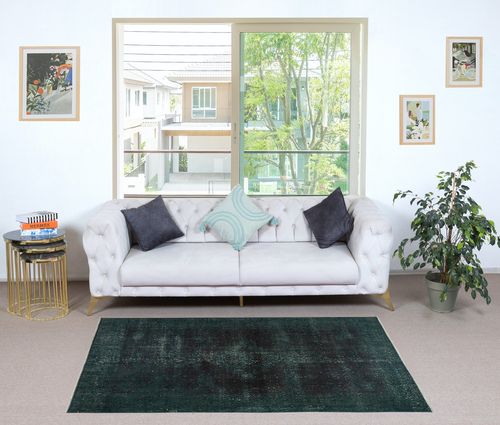 3.7x7 Ft Contemporary Accent Rug In Dark Green. Hand Knotted In Turkey photo furniture