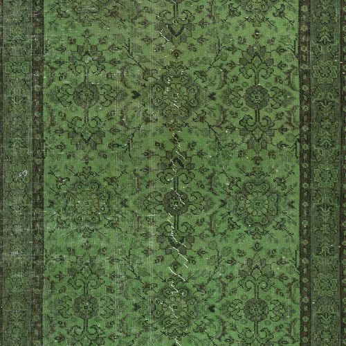 3.7x7 Ft Modern Green Color Re Dyed Handmade Turkish Rug. Bohemian Home Decor photo 218.0