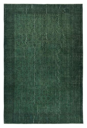 7x10.5 Ft Dark Green Color Wool Area Rug For Modern Interior, Handmade In Turkey