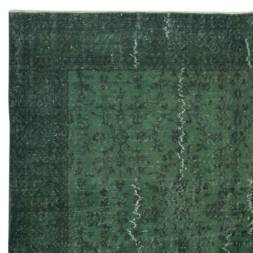 7x10.5 Ft Dark Green Color Wool Area Rug For Modern Interior, Handmade In Turkey photo Textiles