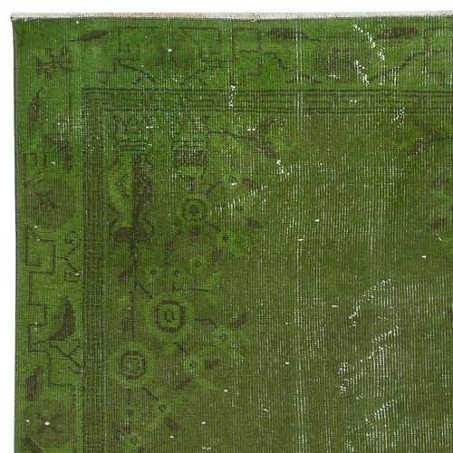 3.5x6.4 Ft Contemporary Handmade Turkish Accent Rug In Green Color photo Textiles