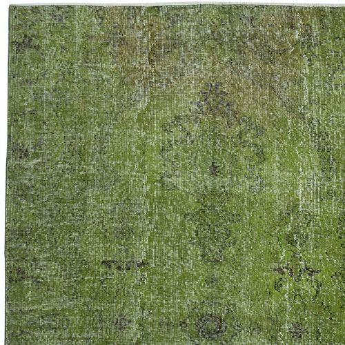 5.6x9.4 Ft Green Color Wool Area Rug For Modern Interiors, Handmade In Turkey photo Textiles
