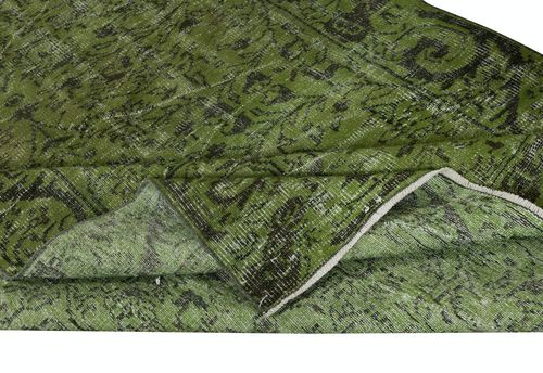 5.6x8.6 Ft Modern Handmade Turkish Area Rug Over Dyed In Green Color photo for sale