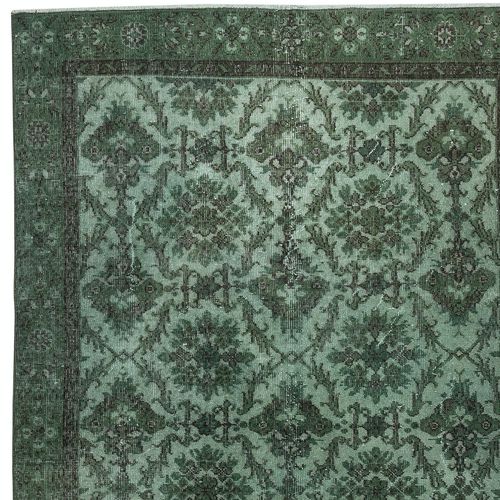 5.2x9.3 Ft Contemporary Handmade Floral Pattern Turkish Area Rug In Green Color photo Textiles