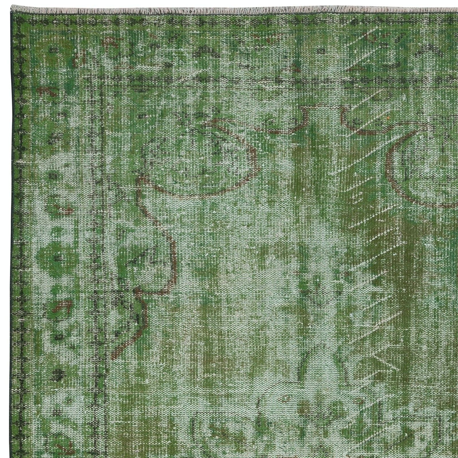 5.5x9 Ft Handmade Turkish Area Rug In Green, Modern Home Decor Carpet photo Textiles