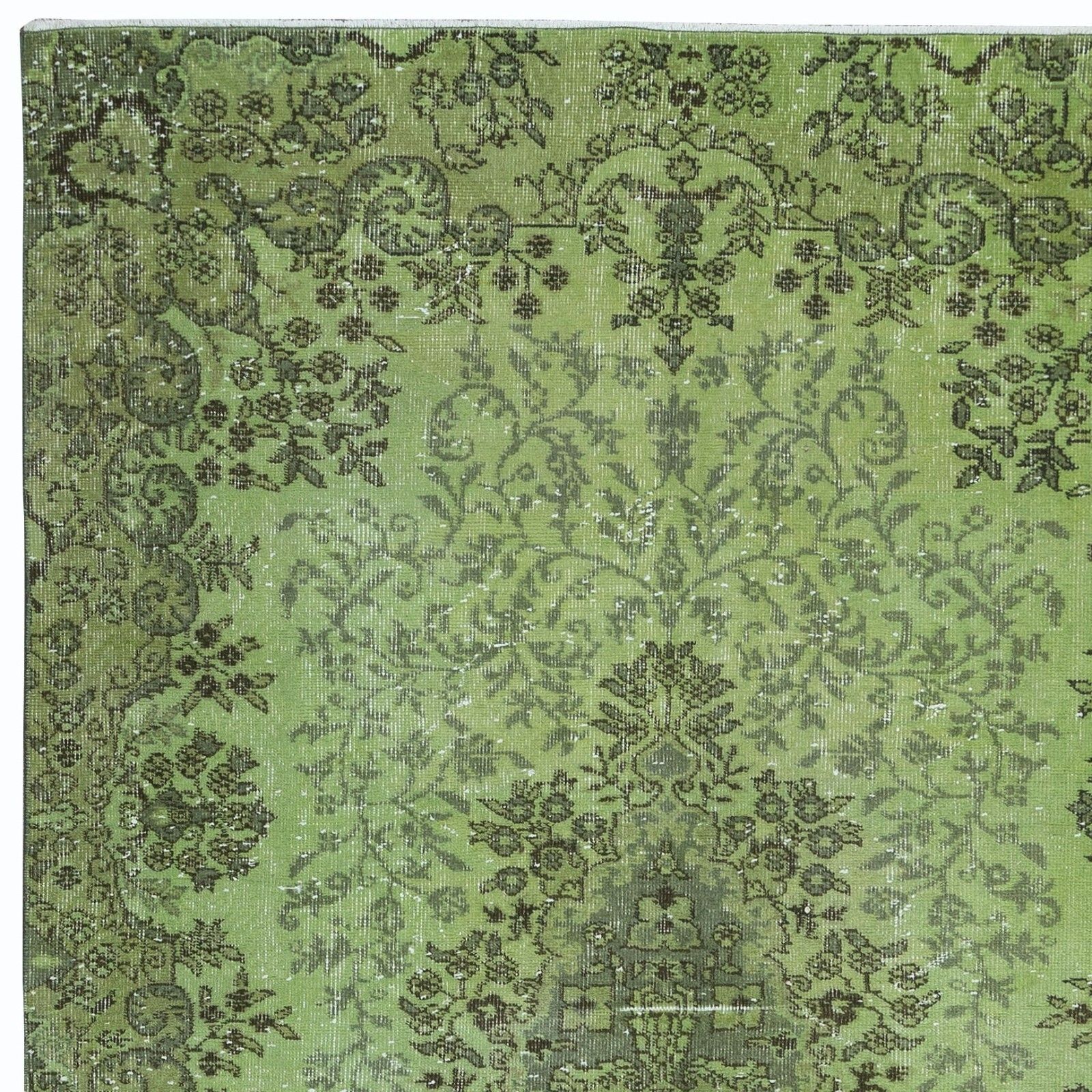 5.3x9 Ft Hand Made Turkish Area Rug In Light Green, Contemporary Upcycled Carpet photo Textiles