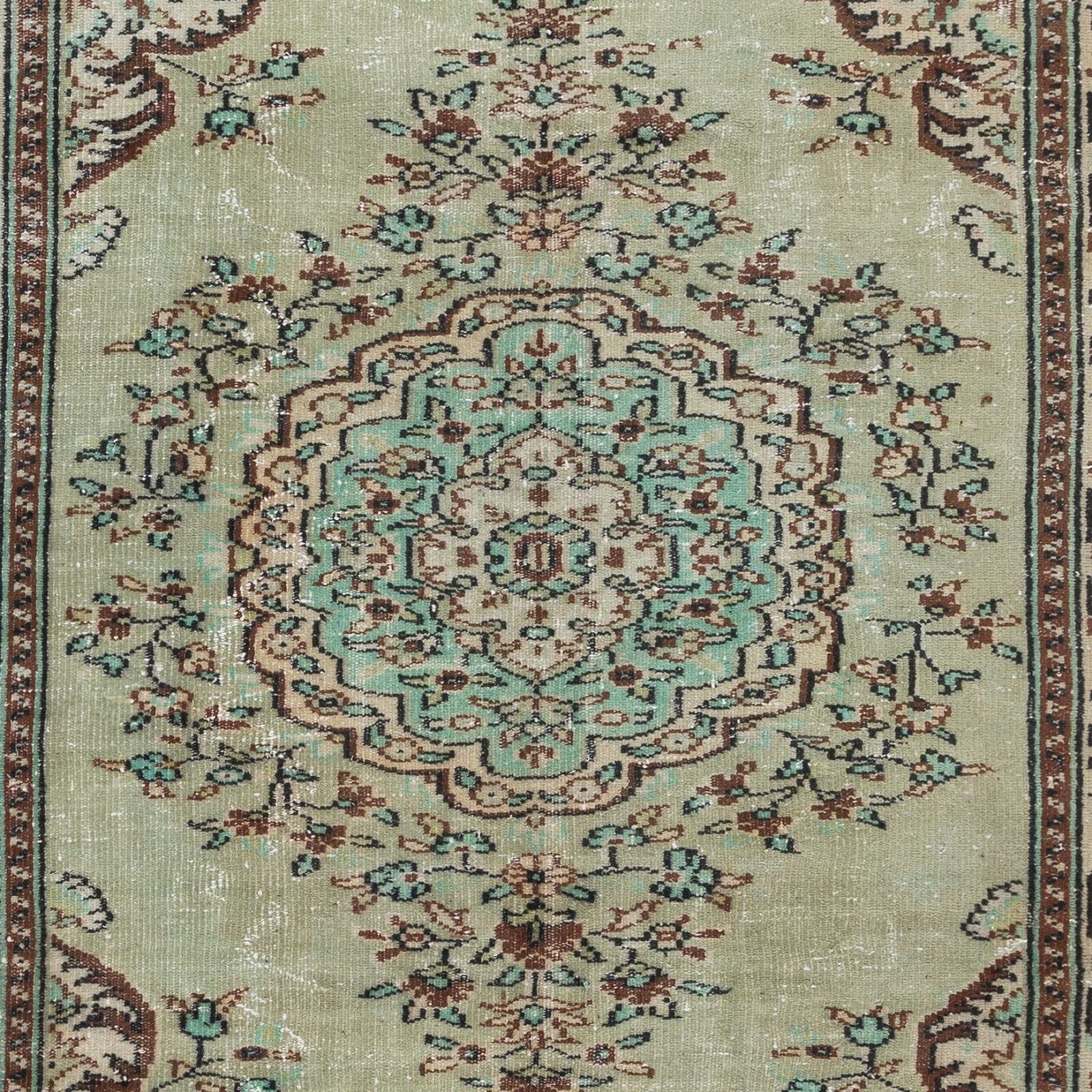 5.8x9.2 Ft Unique Handmade Turkish Area Rug, Green Modern Wool Carpet photo 682.0