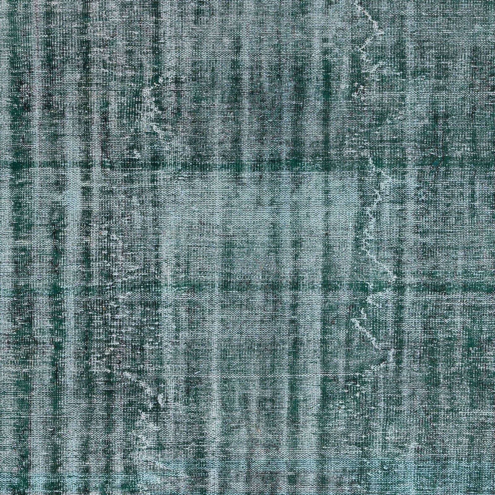 6.3x9.5 Ft Distressed Dark Green Rug, Handmade Turkish Carpet, Floor Covering photo 513.0