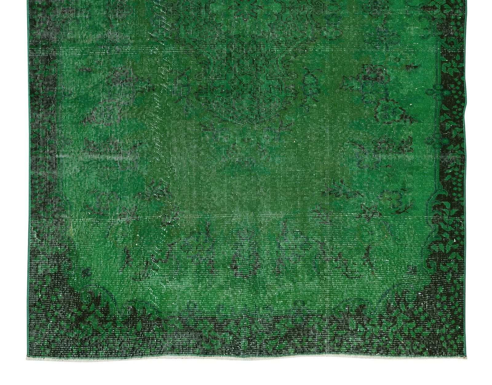 5.5x8.7 Ft Home Decor Handmade Green Over Dyed Rug With Floral Medallion Design photo 404.0