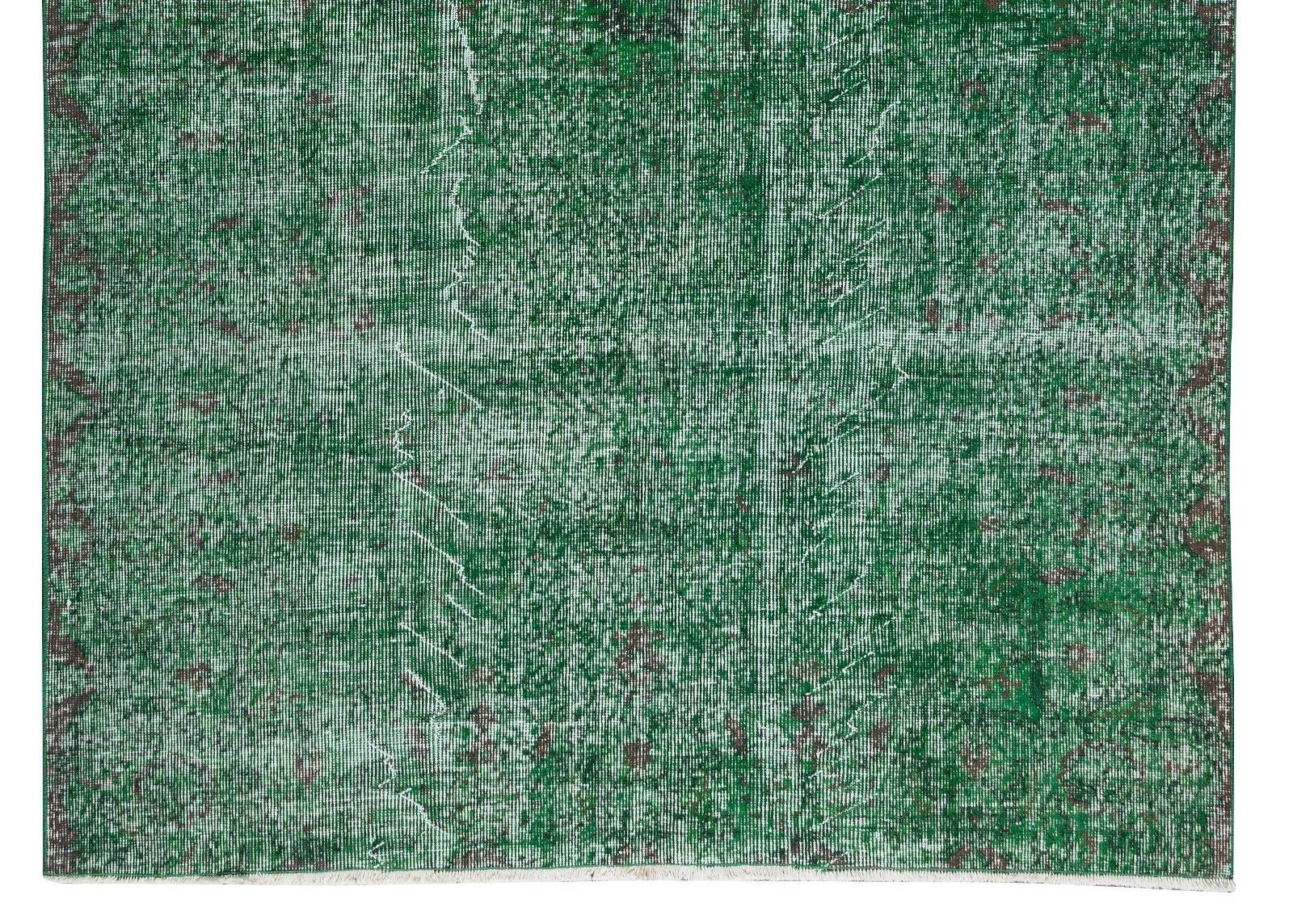 5.6x8 Ft Handmade Vintage Turkish Rug Re Dyed In Green, Great 4 Modern Interiors photo 310.0