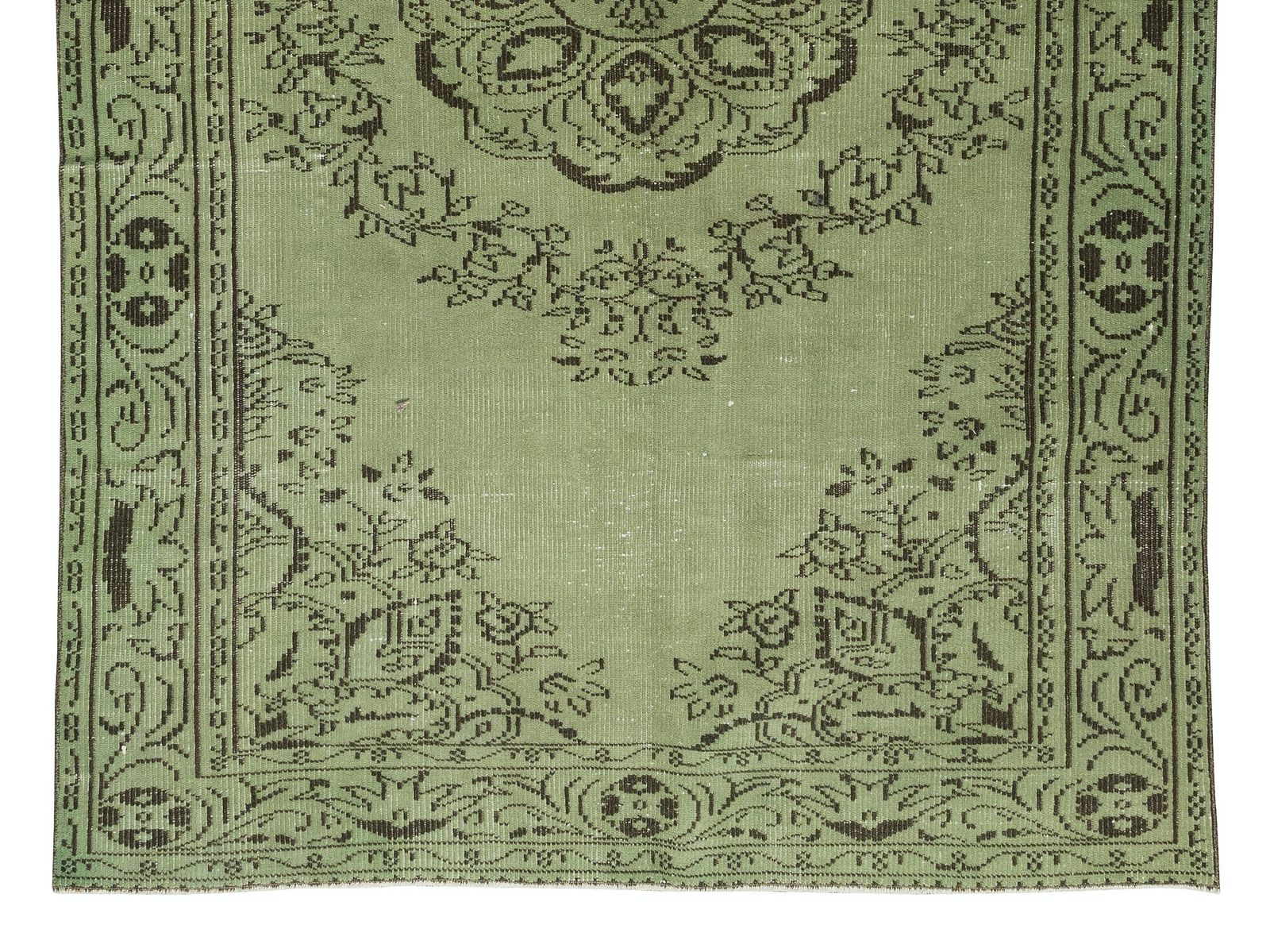 5.4x8.4 Ft Vintage Handmade Turkish Wool Area Rug Over Dyed In Light Green photo 571.0